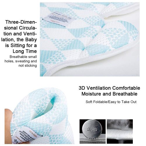  [아마존베스트]Topwon Baby Head Support Pillow Breathable 3D Mesh Cool Curshion Liner for Stroller,Pushchair,Car Seat (Blue)