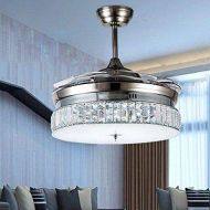 Torero X 36 Inches Crystal Dimmable Ceiling Fan Light,Modern Indoor Remote Control LED Pendant Light Metal Luxury Invisible Ceiling Chandelier Lighting Silver
