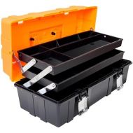 Torin 17-Inch Plastic Tool Box,3-Tiers Multi-Function Storage Portable Toolbox Organizer, Black/Orange ATRJH-3430T