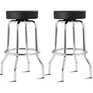 Torin COSTWAY Bar Stools Retro Nostalgic Style Flame Round Padded Seat Backless Chair Barstool, Black (2 x PU Stool)