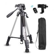 Torjim 60” Camera Tripod with Carry Bag, Lightweight Travel Aluminum Professional Tripod Stand (5kg/11lb Load) with Bluetooth Remote for DSLR SLR Cameras Compatible with iPhone & A