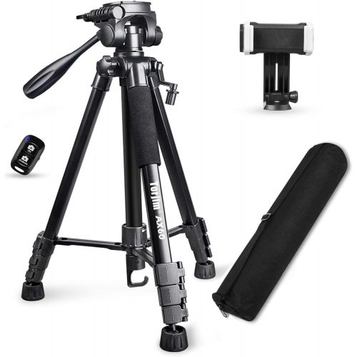  Torjim 60” Camera Tripod with Carry Bag, Lightweight Travel Aluminum Professional Tripod Stand (5kg/11lb Load) with Wireless Remote for DSLR SLR Cameras Compatible with Phone-Black