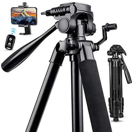  67 Camera Tripod Stand, Torjim (13 lbs/6kg Loads) Aluminum Travel Tripod with Carry Bag for Canon, DSRL, SRL, Phone Tripod Mount with Wireless Remote Control for Live Streaming, Wo