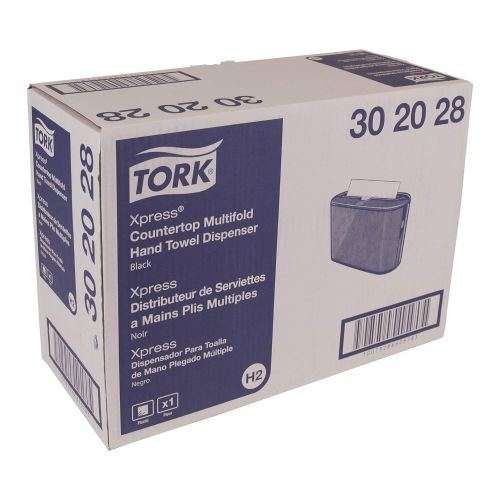  Tork 302030 Xpress Countertop Multifold Hand Towel Dispenser, Plastic, 7.92 Height x 12.68 Width x 4.56 Depth, Stainless Steel, Use with Tork MB550A, MB640, MB540A, H2H23