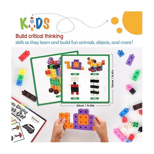  Math Cubes Math Manipulatives Activity Set, Number Blocks Counting Toys Snap Linking Cube Connecting Blocks for Kids Kindergarten Learning Activities