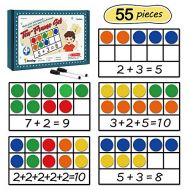 [아마존베스트]Torlam Giant Magnetic Ten-Frame Set - Math Manipulatives for Elementary - 5 Ten Frames & 55 Magnetic Math Counters for Kids, Math Games for Kindergarten (Upgraded Version for Hand-