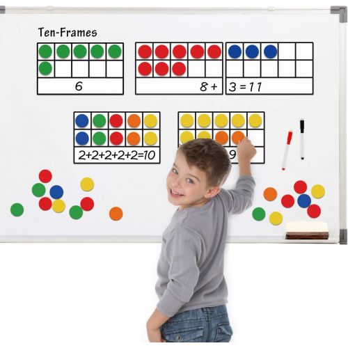  [아마존베스트]Torlam Giant Magnetic Ten-Frame Set - Math Manipulatives for Elementary - 5 Ten Frames & 55 Magnetic Math Counters for Kids, Math Games for Kindergarten (Upgraded Version for Hand-