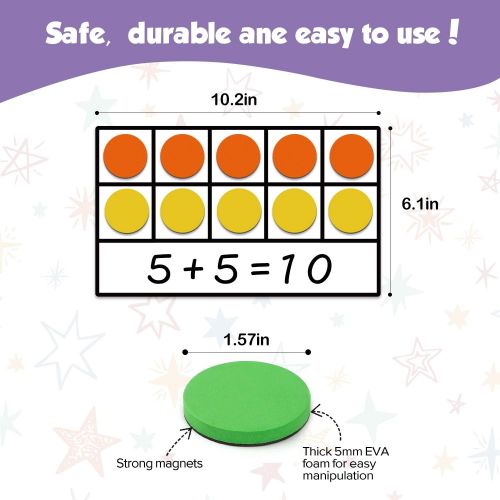  [아마존베스트]Torlam Giant Magnetic Ten-Frame Set - Math Manipulatives for Elementary - 5 Ten Frames & 55 Magnetic Math Counters for Kids, Math Games for Kindergarten (Upgraded Version for Hand-