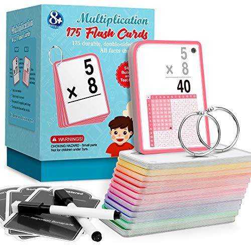  [아마존베스트]Torlam Multiplication Flash Cards for 3rd Grade  175 Math Flash Cards  Times Table Flash Cards  All Facts 0-12 Color Coded Multiplication Games, 1st 2nd 4th 5th 6th Grade