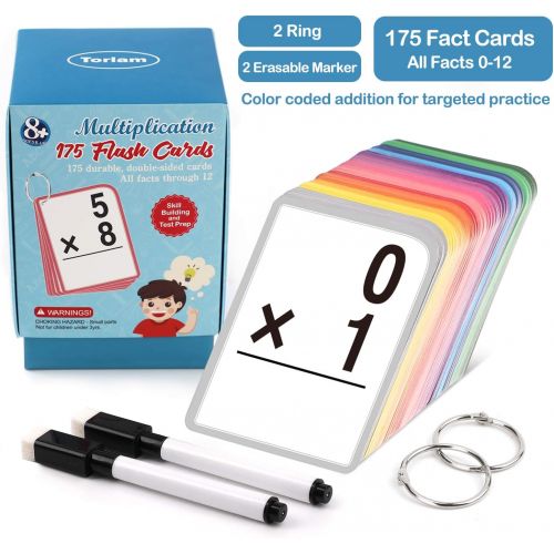  [아마존베스트]Torlam Multiplication Flash Cards for 3rd Grade  175 Math Flash Cards  Times Table Flash Cards  All Facts 0-12 Color Coded Multiplication Games, 1st 2nd 4th 5th 6th Grade