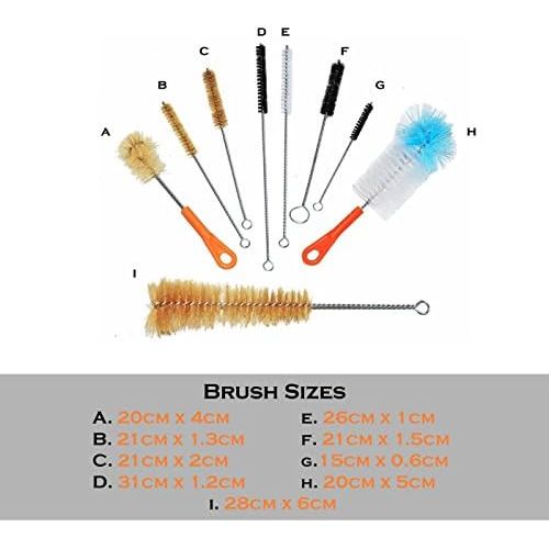  Tornado Reinigungsbuersten-Set Essential fuer Flaschen und Rohre 9-teiligverschiedene Groessen & Formennatuerliche & synthetische Borsten, von Prime Housewares