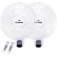 2 Pack - Tornado 16 Inch Digital Wall Mount Fan - Remote Control Included - 3 Speed Settings - 3 Oscillating Settings - 65 Inches Power Cord - ETL Safety Listed