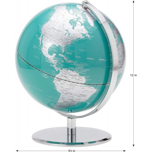  Torre & Tagus Latitude World Globe, 9.5, Teal
