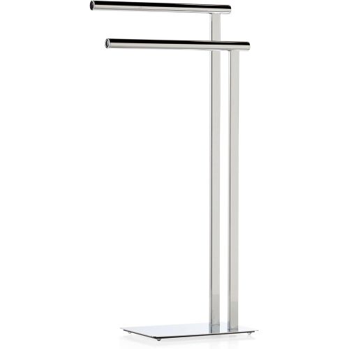  Torre & Tagus Pacific Spa Two Tier Stand Contemporary Modern Design Freestanding Towel Rack with 2 Arms, Chrome