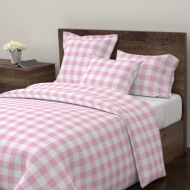Tortilla Roostery Buffalo Duvet Cover Plaid Checks Pink Nursery Girl Dress by Domesticate 100% Cotton Twin Duvet Cover
