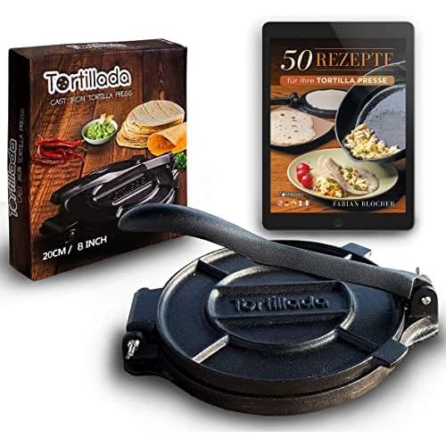  [아마존베스트]Tortillada - Premium Cast Iron Tortilla Press with Recipes and Instructions (English Language Not Guaranteed), 20cm