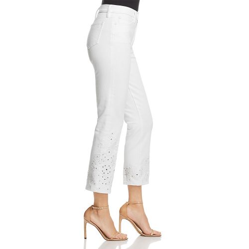 토리버치 Tory Burch Keira Straight-Leg Jeans in White Rinse Wash