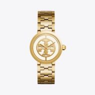 Tory Burch REVA WATCH, GOLD-TONE STAINLESS STEEL/IVORY, 36 MM