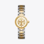 Tory Burch REVA WATCH, TWO-TONE GOLD/STAINLESS STEEL/IVORY, 28 MM