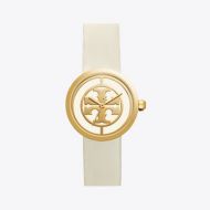 Tory Burch REVA WATCH, IVORY LEATHER/GOLD-TONE, 36MM