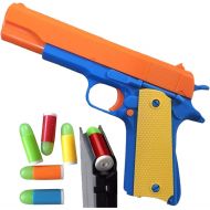 Toshi station Colt 1911 Toy Gun with Ejecting Magazine and Glow Tip Bullets. Actual Size of M1911 with Slide Action Orange Barrel for Training or Play (Colt 1911)