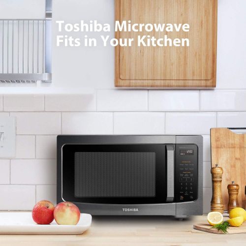  Toshiba ML-EM45PIT(BS) Microwave Oven with Inverter Technology, LCD Display and Smart Sensor, 1.6 Cu.ft, Black Stainless Steel