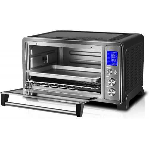  Toshiba AC25CEW-BS Digital Toaster Oven with Convection cooking and 9 Functions, 1500W, 6-Slice Bread/12-Inch Pizza, Black Stainless Steel: Kitchen & Dining