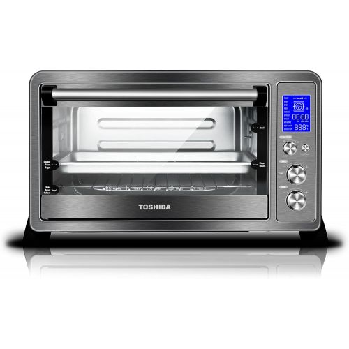  Toshiba AC25CEW-BS Digital Toaster Oven with Convection cooking and 9 Functions, 1500W, 6-Slice Bread/12-Inch Pizza, Black Stainless Steel: Kitchen & Dining