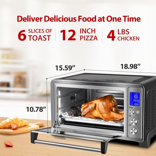  Toshiba AC25CEW-BS Digital Toaster Oven with Convection cooking and 9 Functions, 1500W, 6-Slice Bread/12-Inch Pizza, Black Stainless Steel: Kitchen & Dining