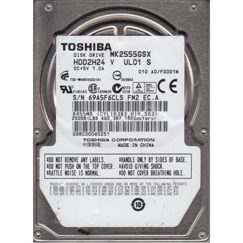  Toshiba MK2555GSX 250GB 2.5 Mobile Hard Disc Drive (SATA, 5400 rpm, 8 MB)