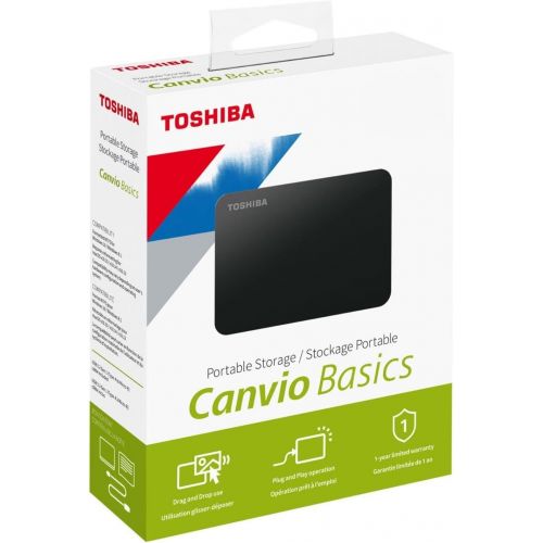  Toshiba (HDTB410XK3AA) Canvio Basics 1TB Portable External Hard Drive USB 3.0, Black