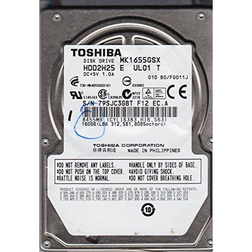  MK1655GSX, B0/FG011J, HDD2H25 E UL01 T, Toshiba 160GB SATA 2.5 Hard Drive