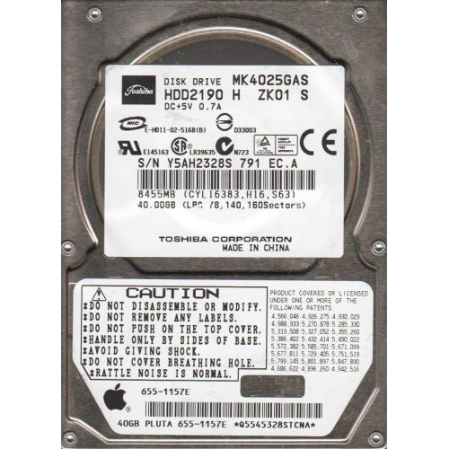  Toshiba MK4025GAS 40GB Superslim ATA/100 Internal Hard Drive (HDD2190)