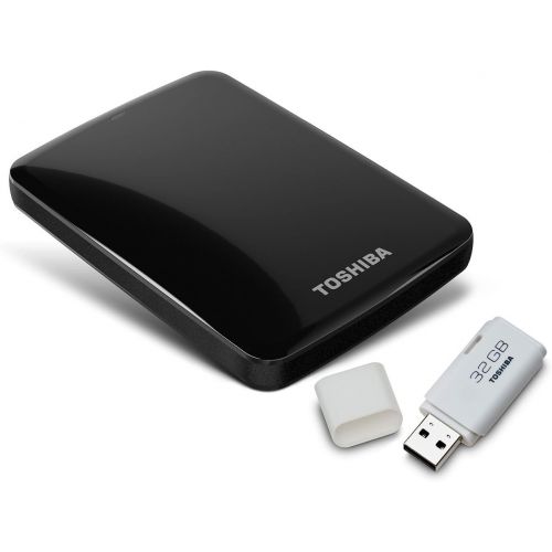  Toshiba Canvio Connect Portable External Hard Drive 2TB with USB 2.0 Flash Drive 32GB