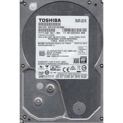  TOSHIBA 2TB 7200RPM 64MB Cache SATA 6.0Gb/s 3.5 Internal Hard Drive Bare Drive Model DT01ACA200