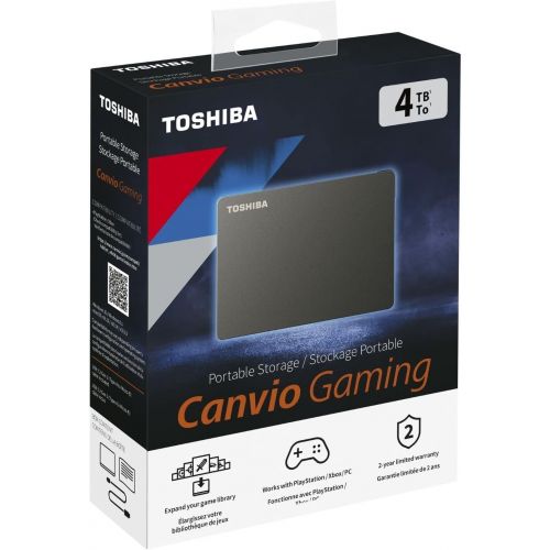  Toshiba Canvio Gaming 4TB Portable External Hard Drive USB 3.0, Black for PlayStation, Xbox, PC & Mac - HDTX140XK3CA