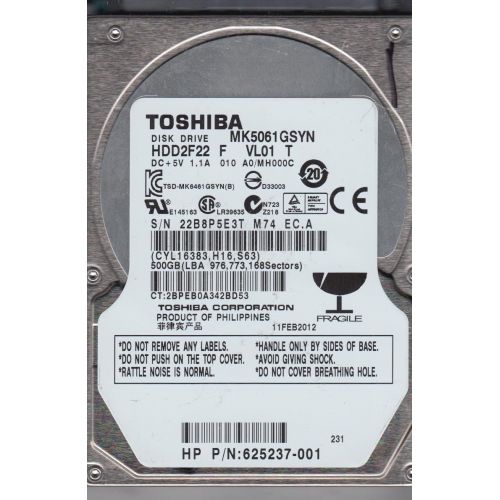  Toshiba MK5061GSYN 500 GB Internal Hard Drive (MK5061GSYN)