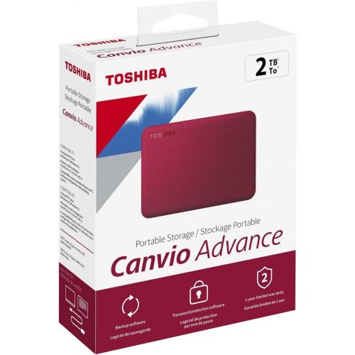  Toshiba Canvio Advance 2TB Portable External Hard Drive USB 3.0, Red - HDTCA20XR3AA