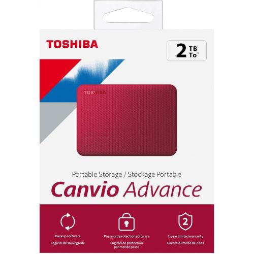  Toshiba Canvio Advance 2TB Portable External Hard Drive USB 3.0, Red - HDTCA20XR3AA