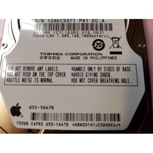  MK7559GSXF, C0/GQ108B, HDD2J60 P TN01 T, Toshiba 750GB SATA 2.5 Hard Drive