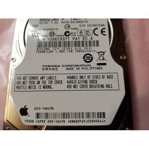  MK7559GSXF, C0/GQ108B, HDD2J60 P TN01 T, Toshiba 750GB SATA 2.5 Hard Drive