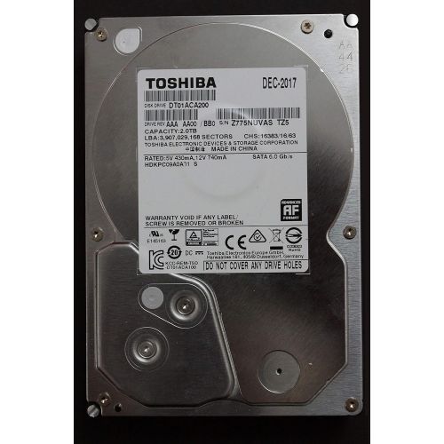  Toshiba DT01ACA DT01ACA200 2 TB Hard Drive - SATA (SATA/600) - 3.5 Drive - Internal - 7200rpm - 64 MB Buffer
