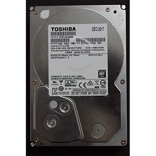  Toshiba DT01ACA DT01ACA200 2 TB Hard Drive - SATA (SATA/600) - 3.5 Drive - Internal - 7200rpm - 64 MB Buffer