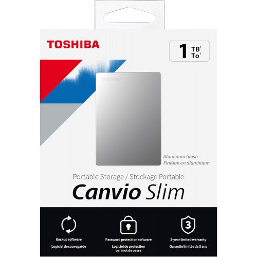  Toshiba 1TB Canvio Slim External USB 3.0 Hard Drive - HDTD310ES3DA