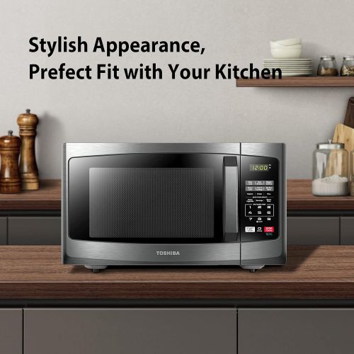  [아마존베스트]Toshiba EM925A5A-BS Microwave Oven with Sound On/Off ECO Mode and LED Lighting, 0.9 Cu Ft/900W, Black Stainless Steel