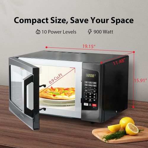  [아마존베스트]Toshiba EM925A5A-BS Microwave Oven with Sound On/Off ECO Mode and LED Lighting, 0.9 Cu Ft/900W, Black Stainless Steel