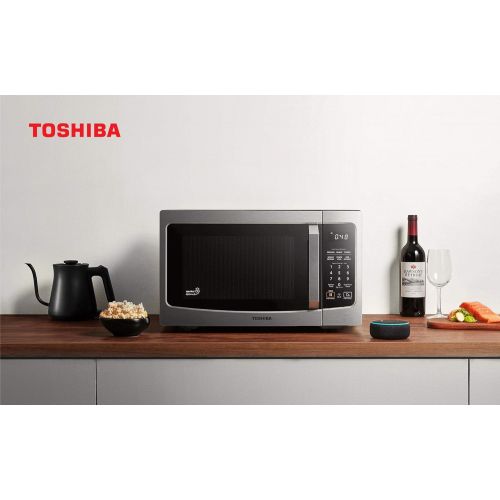  [아마존베스트]Toshiba ML-EM34P(SS) Smart Countertop Microwave Oven Works with Alexa, Humidity Sensor and Sound On/Off Function, 1100W, 1.3 Cu Ft, Stainless Steel