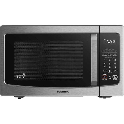  [아마존베스트]Toshiba ML-EM34P(SS) Smart Countertop Microwave Oven Works with Alexa, Humidity Sensor and Sound On/Off Function, 1100W, 1.3 Cu Ft, Stainless Steel