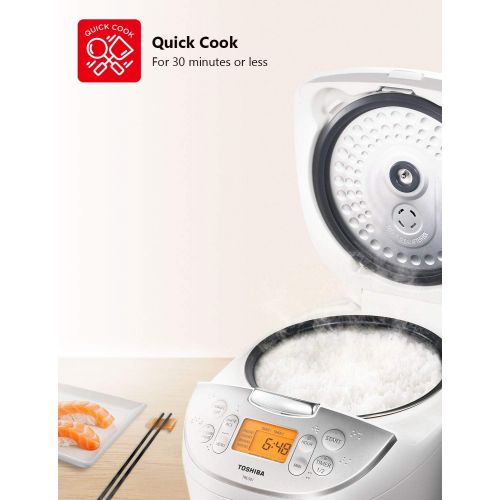  [아마존베스트]Toshiba TRCS01 Cooker 6 Cups Uncooked (3L) with Fuzzy Logic and One-Touch Cooking, Brown Rice, White Rice and Porridge