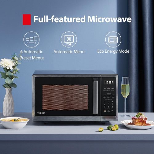 Toshiba ML2-EM09PA(BS) Microwave Oven with 6 Auto Menus, Position-Memory Turntable, Eco Mode, and Sound On/Off function, 0.9Cu.ft/900W, Black Stainless Steel